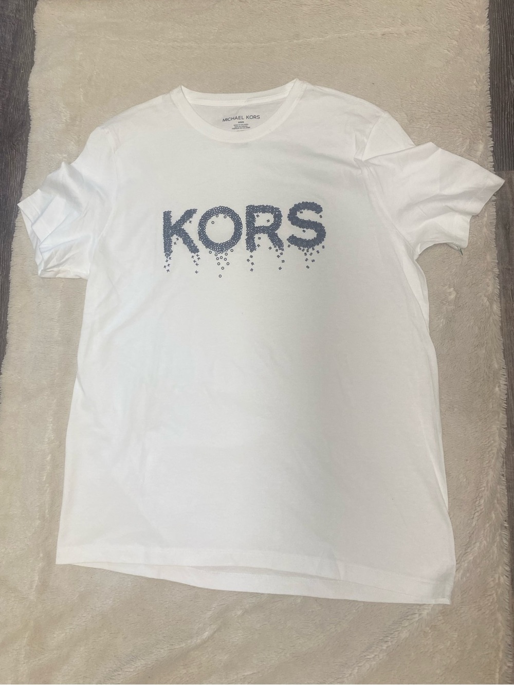 Michael Kors White Tee with Gray Logo Print